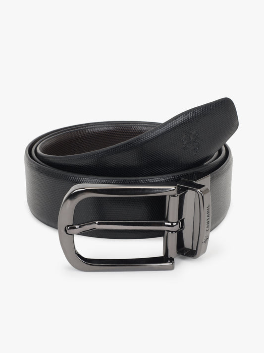 Men's Textured Black Brown Reversible Formal Belt