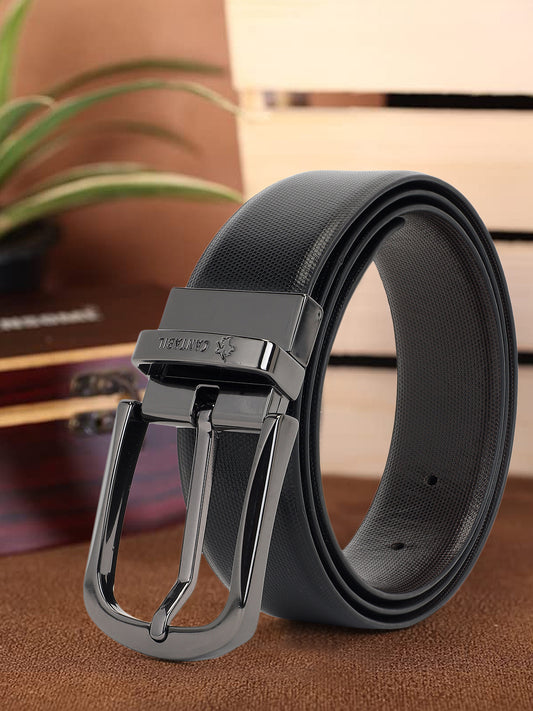 Men's Textured Black Brown Reversible Formal Belt