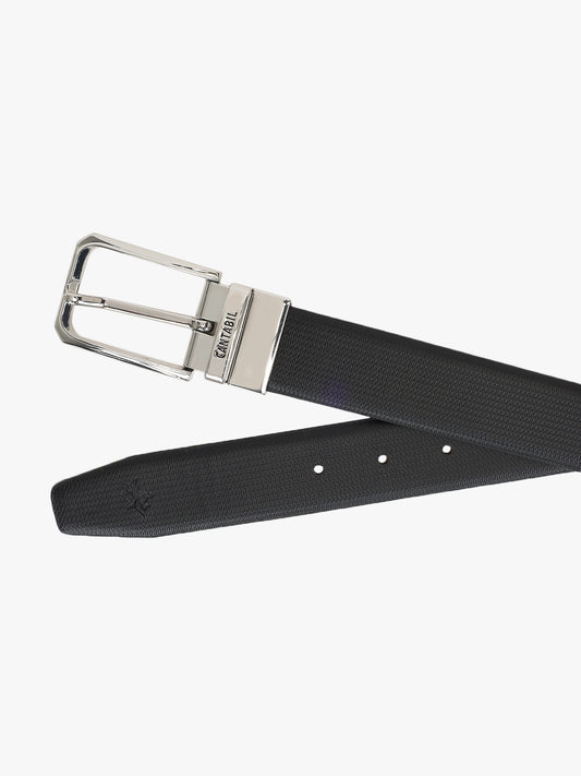 Men's Textured Black Brown Reversible Formal Belt