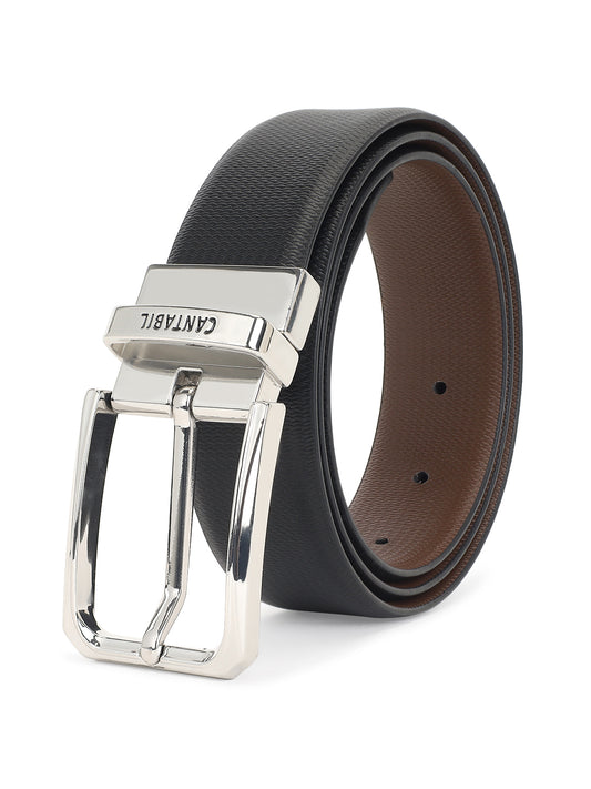 Men's Textured Black Brown Reversible Formal Belt