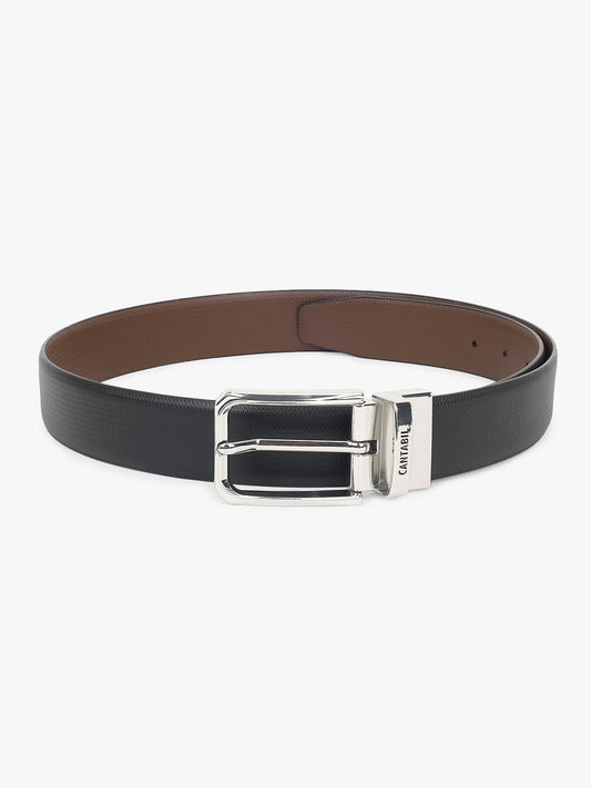 Men's Textured Black Brown Reversible Formal Belt