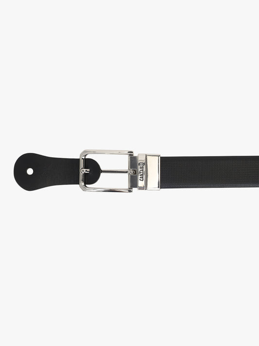 Men's Textured Black Brown Reversible Formal Belt