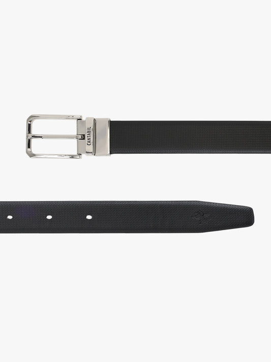 Men's Textured Black Brown Reversible Formal Belt