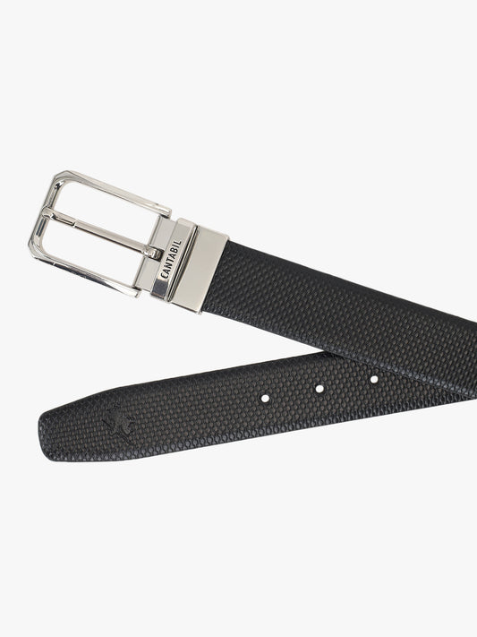 Men's Embossed Black Brown Reversible Formal Belt