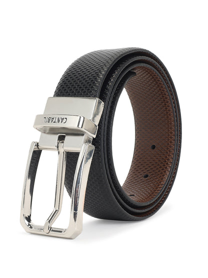 Men's Embossed Black Brown Reversible Formal Belt