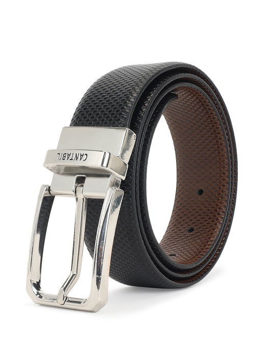 Men's Embossed Black Brown Reversible Formal Belt