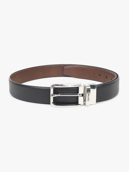 Men's Embossed Black Brown Reversible Formal Belt