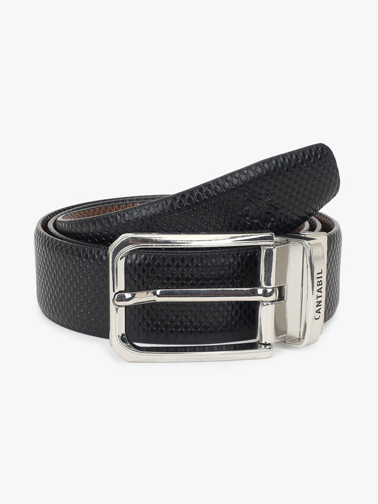 Men's Embossed Black Brown Reversible Formal Belt