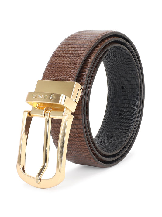 Men's Textured Black Brown Reversible Formal Belt