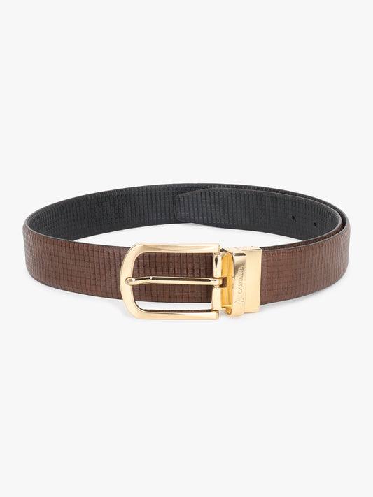 Men's Textured Black Brown Reversible Formal Belt
