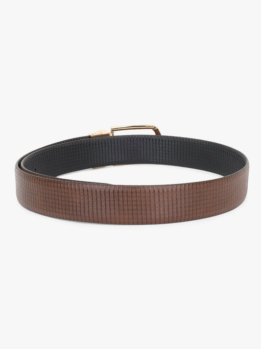 Men's Textured Black Brown Reversible Formal Belt