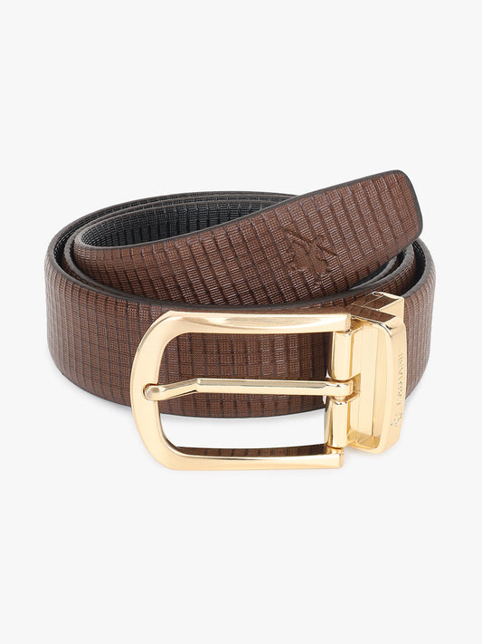 Men's Textured Black Brown Reversible Formal Belt