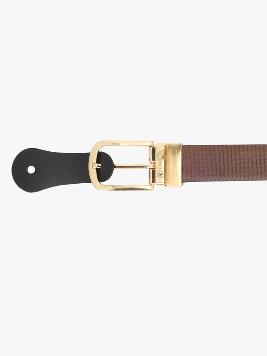 Men's Textured Black Brown Reversible Formal Belt