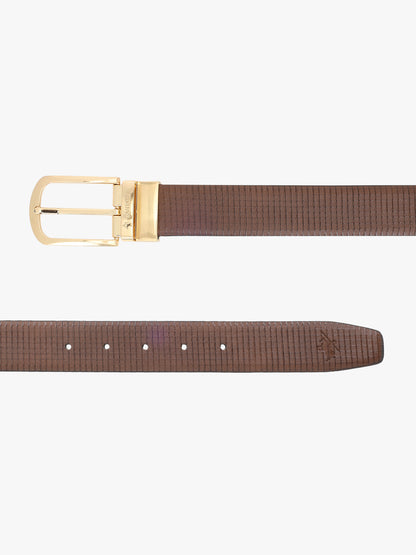 Men's Textured Black Brown Reversible Formal Belt