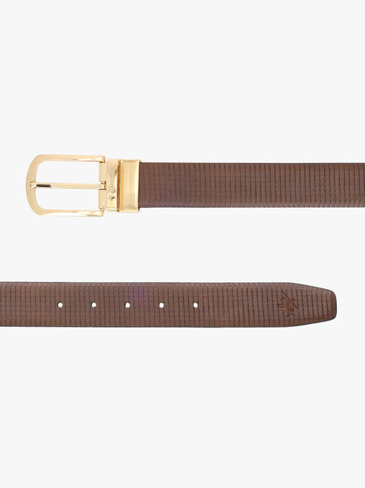Men's Textured Black Brown Reversible Formal Belt