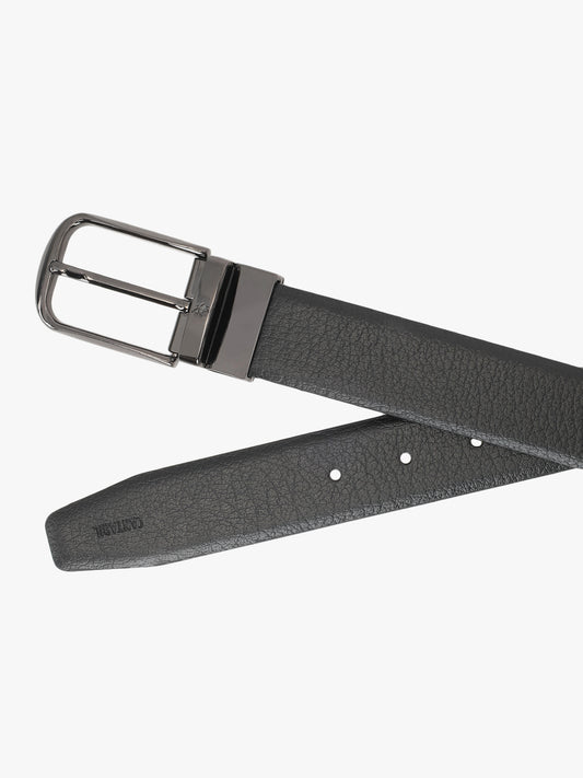 Men's Textured Black Brown Reversible Formal Belt