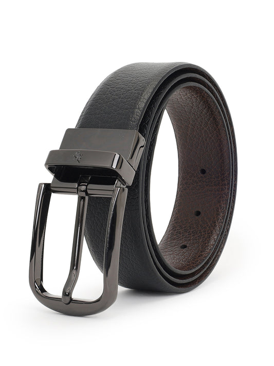 Men's Textured Black Brown Reversible Formal Belt