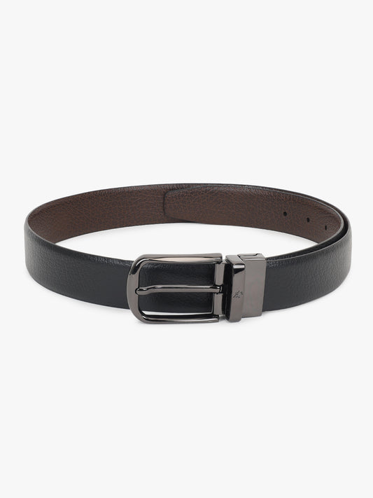 Men's Textured Black Brown Reversible Formal Belt