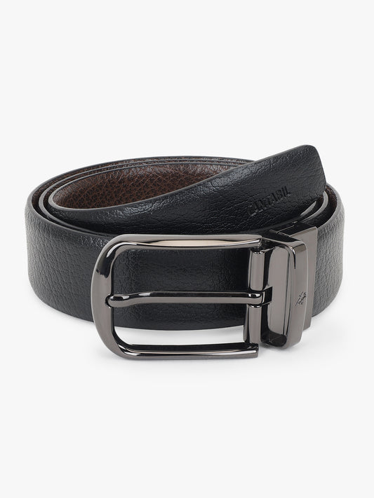 Men's Textured Black Brown Reversible Formal Belt