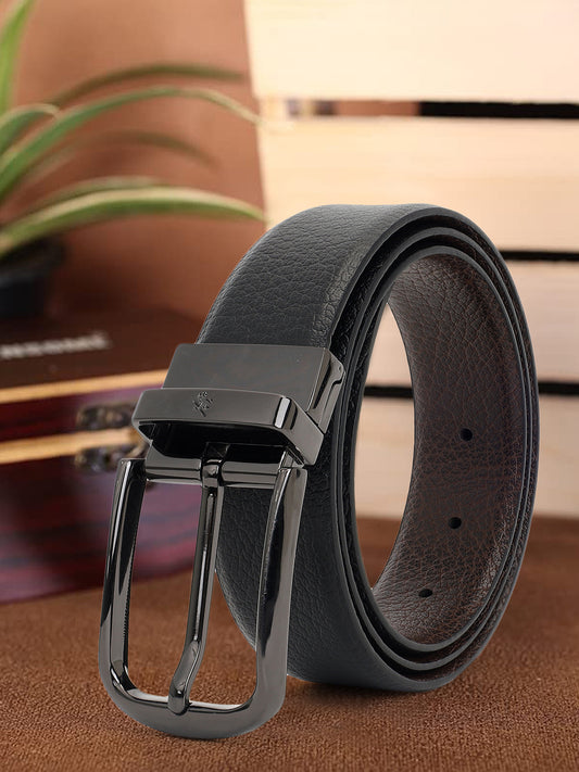 Men's Textured Black Brown Reversible Formal Belt