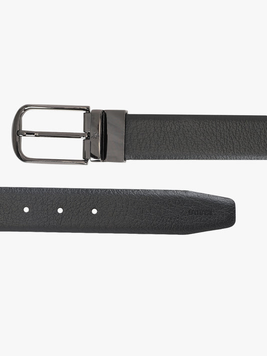 Men's Textured Black Brown Reversible Formal Belt