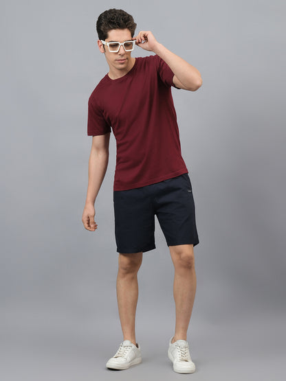 Men's Solid Navy Blue Casual Bermuda