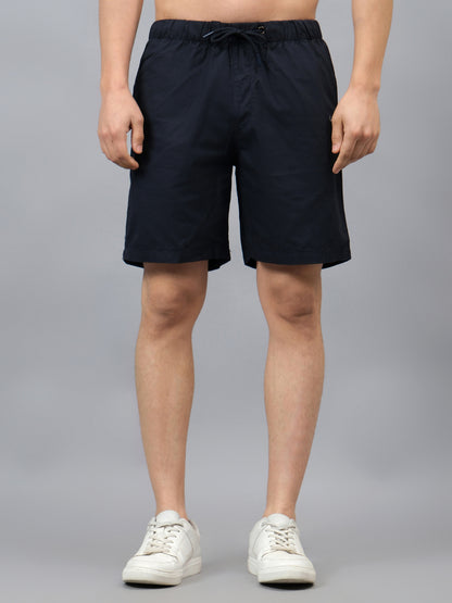 Men's Solid Navy Blue Casual Bermuda