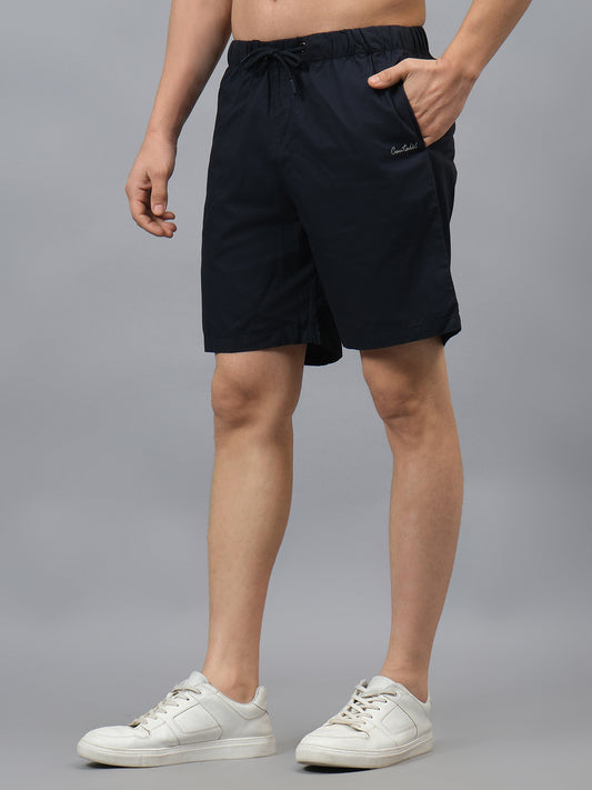 Men's Solid Navy Blue Casual Bermuda
