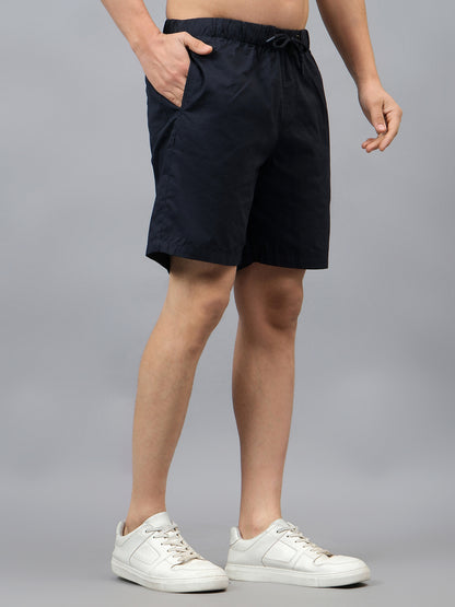Men's Solid Navy Blue Casual Bermuda
