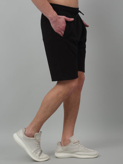 Black Solid Above Knee Bermuda For Men