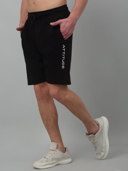 Black Solid Above Knee Bermuda For Men