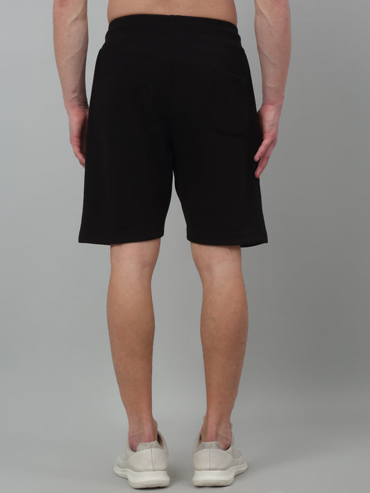 Black Solid Above Knee Bermuda For Men