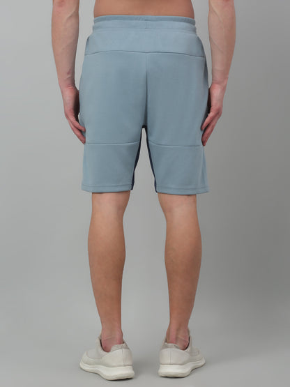 Sky Blue Solid Above Knee Bermuda For Men