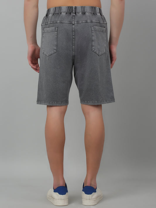 Grey Solid Above Knee Bermuda For Men