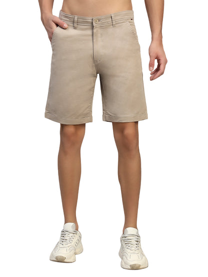 Men's Solid Fawn Regular Fit Casual Bermuda