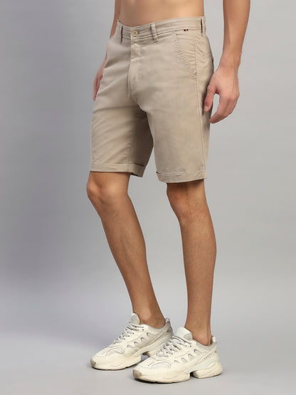 Men's Solid Fawn Regular Fit Casual Bermuda