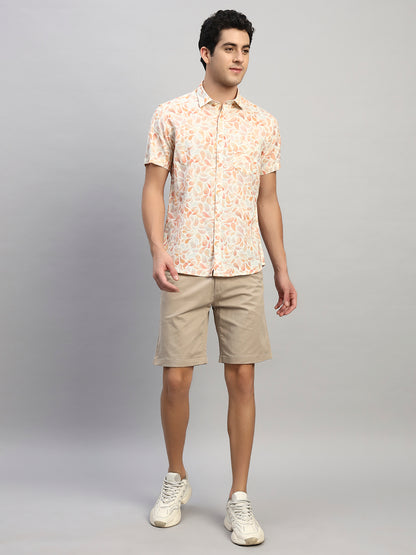 Men's Solid Fawn Regular Fit Casual Bermuda