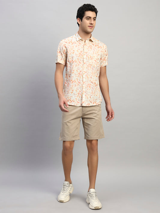 Men's Solid Fawn Regular Fit Casual Bermuda