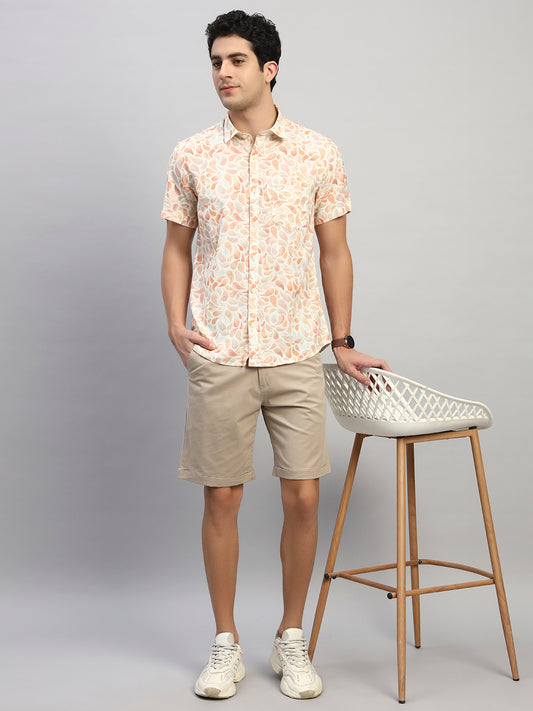 Men's Solid Fawn Regular Fit Casual Bermuda