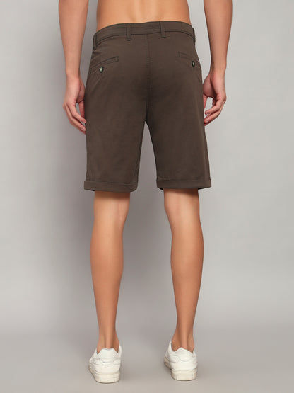 Men's Olive Green Solid Regular Fit Casual Bermuda