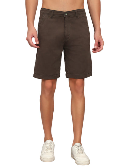 Men's Olive Green Solid Regular Fit Casual Bermuda