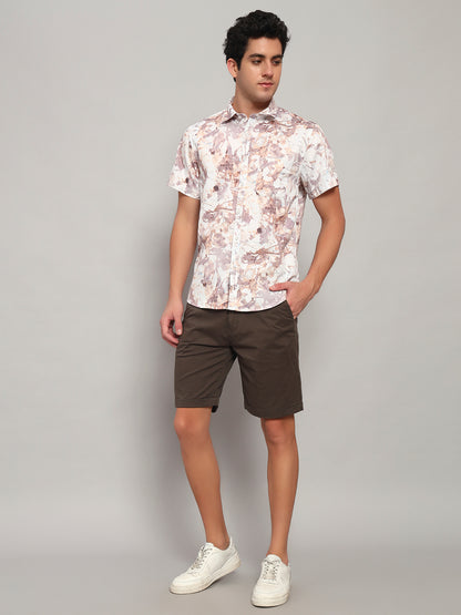 Men's Olive Green Solid Regular Fit Casual Bermuda