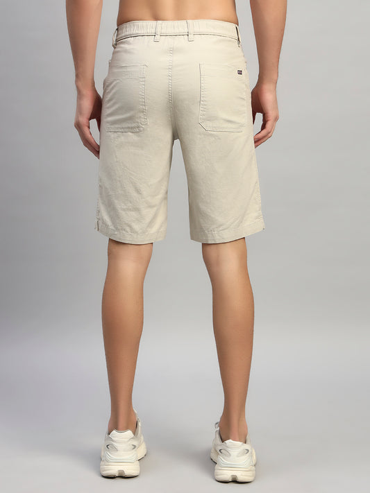 Men's Solid Fawn Regular Fit Casual Bermuda