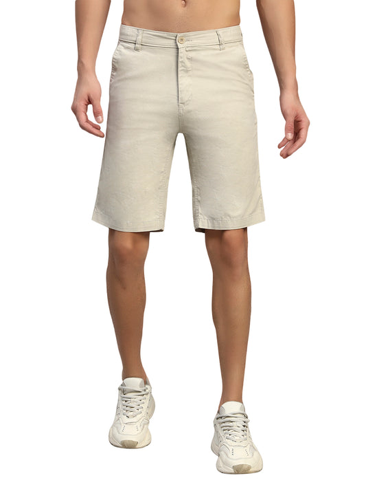 Men's Solid Fawn Regular Fit Casual Bermuda