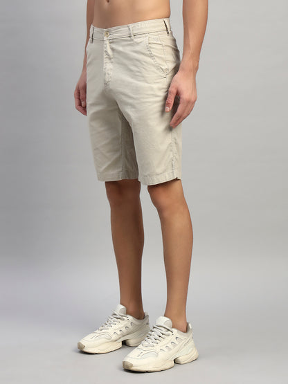 Men's Solid Fawn Regular Fit Casual Bermuda