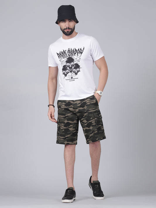 Men's Printed Green Regular Fit Casual Bermuda