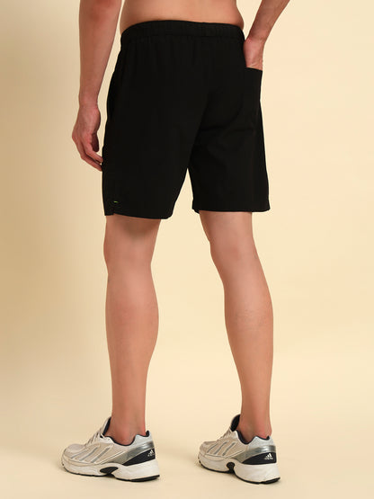 Men's Black Solid Regular Fit Casual Bermuda
