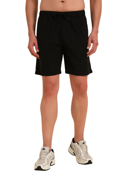 Men's Black Solid Regular Fit Casual Bermuda
