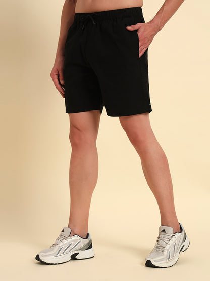 Men's Black Solid Regular Fit Casual Bermuda