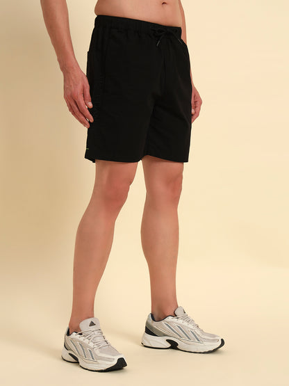 Men's Black Solid Regular Fit Casual Bermuda